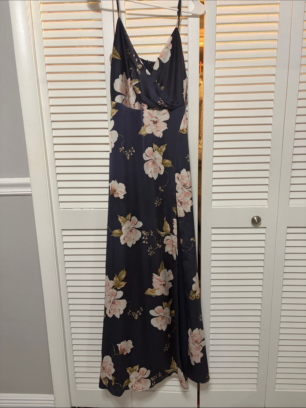 Lulu's Navy Maxi Dress with Blush Floral Print